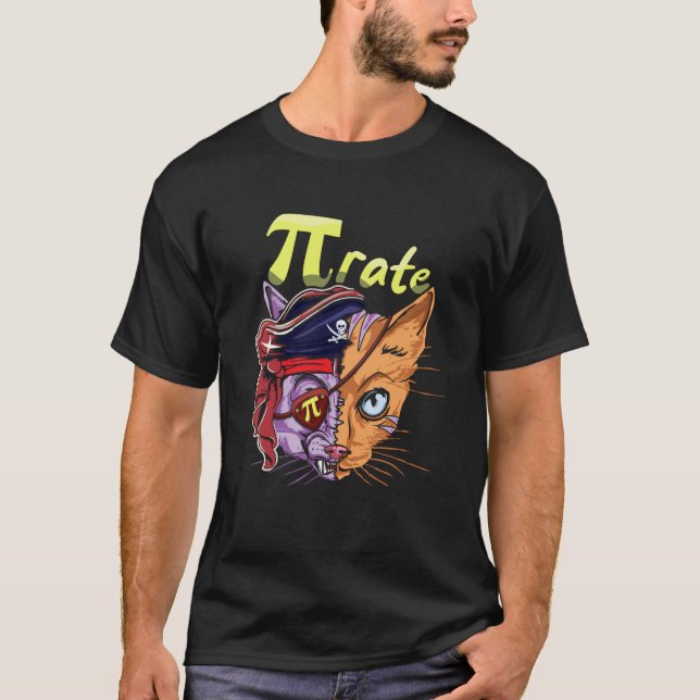 Camiseta Gato Fofo Pirata Pi Matemática Feriado Matemática  (Frente)