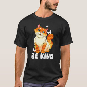 Camiseta Gato Fofo Seja Gentil Anti Bullying Use Laranja Un