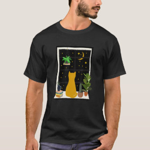 Camiseta Gato Fofo Sentado ao Lado da Janela Arte Gráfica
