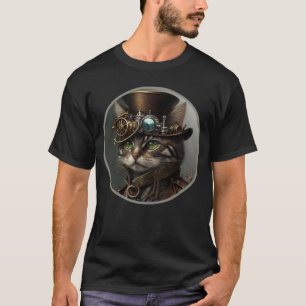 Camiseta Gato Fofo Steampunk Engrenagem Mecânica Retro Ficç