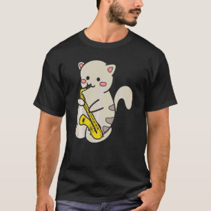 Camiseta Gato Fofo Tocando Saxofone 1