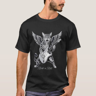 Camiseta Gato Fofo Tocando Violão Gráfico Amante de Gato