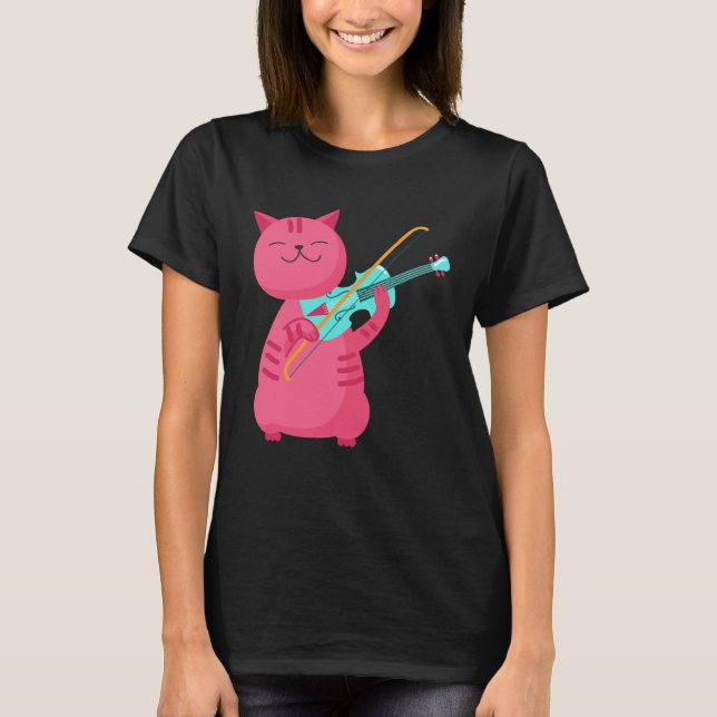 Camiseta Gato Fofo Tocando Violino (Frente)