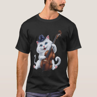 Camiseta Gato Fofo Tocando Violoncelo Amante da Música Engr