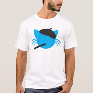 Camiseta Gato francês em uma boina e em um cigarro