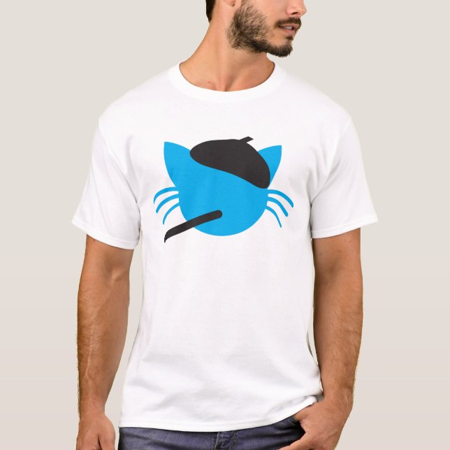 Camiseta Gato francês em uma boina e em um cigarro (Frente)
