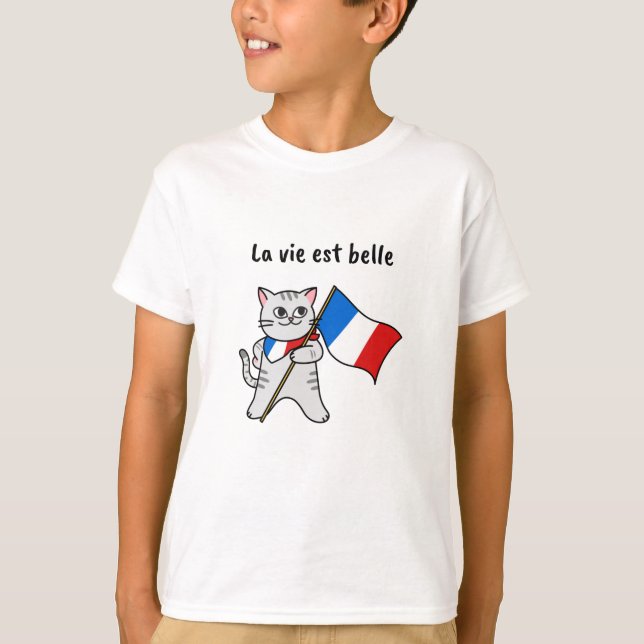 Camiseta Gato francês La vie est belle (Frente)