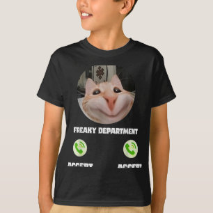 Camiseta Gato Freaky Chame-me de Humor Engraçado Tee