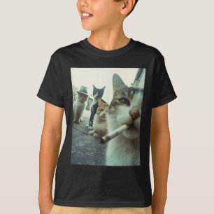 Camiseta Gato Fumando Gatos Gângster Engraçados Pet Meme Di