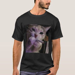 Camiseta Gato Fumante Engraçado, Gatinho de Cigarro, Meme Z