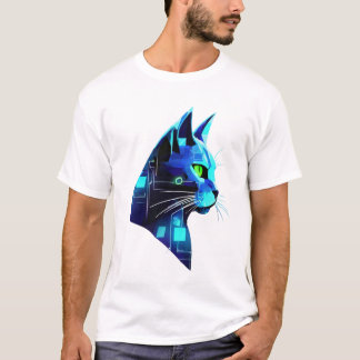 Camiseta Gato Futuro no Brilho do Neon