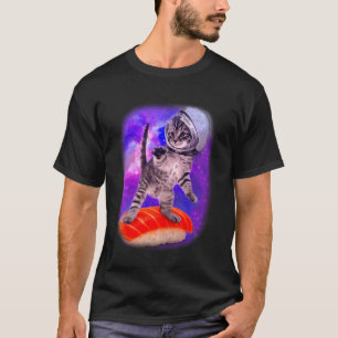 Camiseta Gato Galáxia Sushi Voador Espaço Kitty Aventura