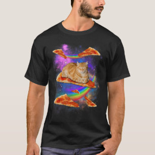 Camiseta Gato Galáxico Em Pizza De Invasor De Gatos No Espa