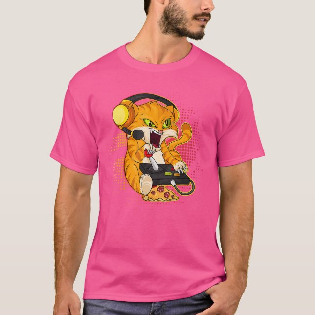 Camiseta Gato Gamer Amante de Gato de Jogos Presente de Com (Frente)