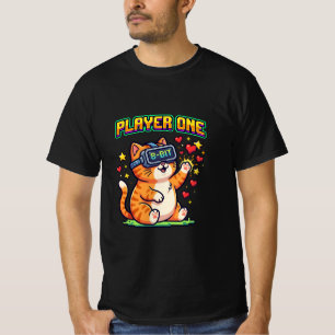 Camiseta Gato Gamer de VR 8-Bit Player Um