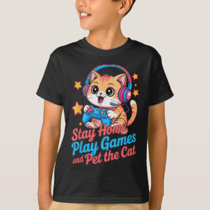 Camiseta Gato Gamer Divertido Fica em Casa2