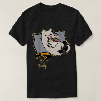 Camiseta Gato Gamer Kawaii Comendo Ramen