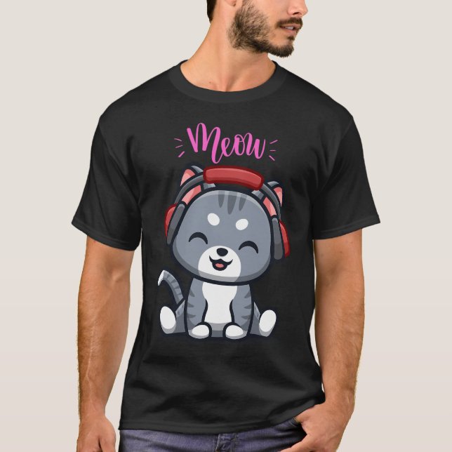 Camiseta Gato Gamer Meow (Frente)