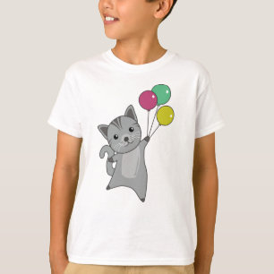 Camiseta Gato Gatinho Balões Cachorros Cinzas