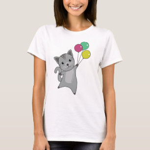 Camiseta Gato Gatinho Balões Cachorros Cinzas