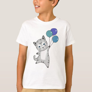 Camiseta Gato Gatinho Balões Cachorros Cinzas