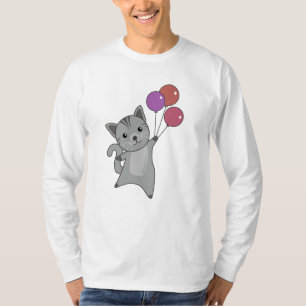 Camiseta Gato Gatinho Balões Cachorros Cinzas