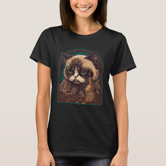 Camiseta gato gatinho bravo gato (Frente)