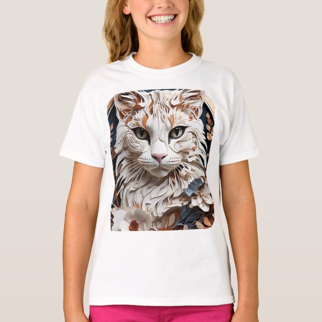 Camiseta gato,gatinho com flor (Frente)