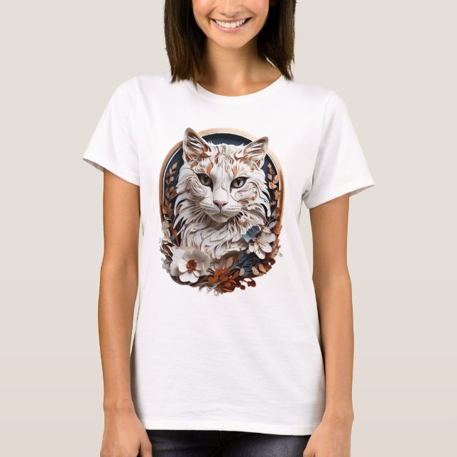 Camiseta gato,gatinho com flor (Frente)