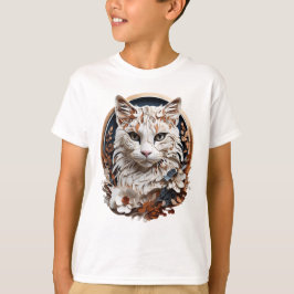 Camiseta gato,gatinho com flor