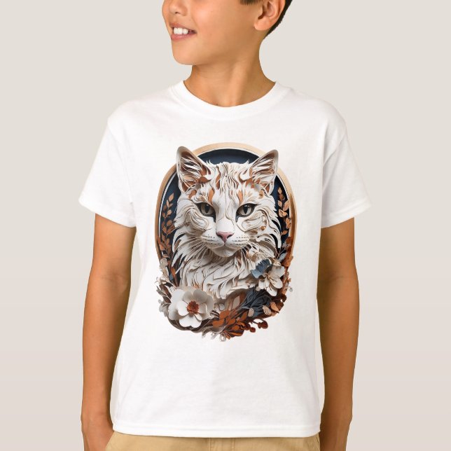 Camiseta gato,gatinho com flor (Frente)
