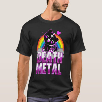 Camiseta Gato Gatinho Cute Death Metal Arco-íris de Cabeça