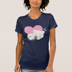 Camiseta Gato Gatinho Doce Dormindo com um Coração Grande