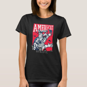 Camiseta Gato Gatinho EUA 4 De Julho Patriótico Gráfico Ame
