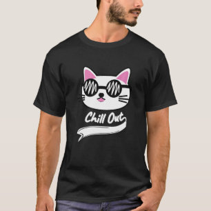 Camiseta Gato Gatinho Óculos de Sol Legais Relaxar Gato