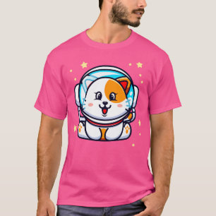 Camiseta Gato Gato-Astronauta Espaço Kawaii Chibi Kitten Pe