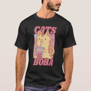 Camiseta Gato Gato Com Miçangas Boba De Bubbletea Colorida
