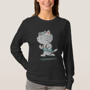 Camiseta Gato Gato Correndo Gatinho Pet Engraçado Caçador D