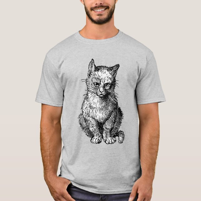 Camiseta Gato-gato-do-mato-bonito-de-saia-verde (Frente)