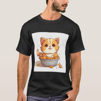 Camiseta Gato-gato-do-mato-laranja numa tigela de torta