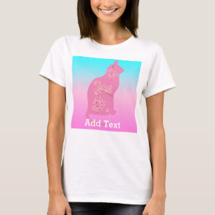 Camiseta Gato-gato-doce floresce Flor Sakura
