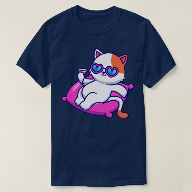 Camiseta Gato Gato Frio Em Travesseiro Com Cartografia De S (Frente do Design)