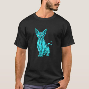 Camiseta Gato Gato Gatinho Azul Sphynx