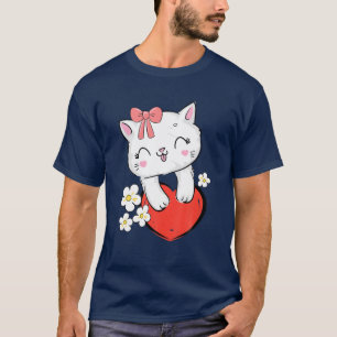 Camiseta Gato Gato Gato Gato De Gatinha Com Arco Rosa E Amo