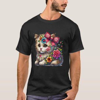 Camiseta Gato Gato Gato Gato Gato Gelado Amante Meninas Flo