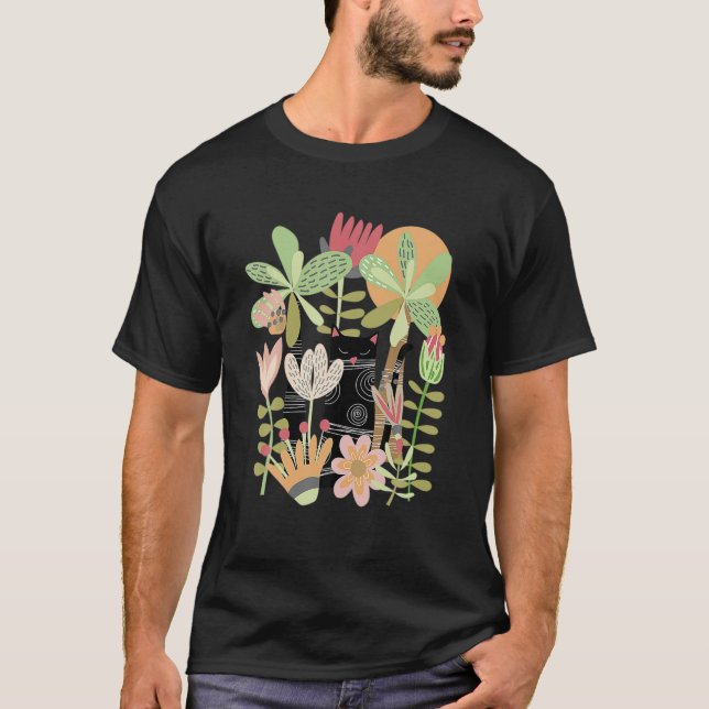 Camiseta Gato Gato Gato Gato Gato Preto Na Floresta Da Selv (Frente)