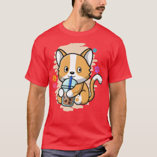 Camiseta Gato Gato Gato-Gato Kawaii Bebendo Bble Tea Bubble
