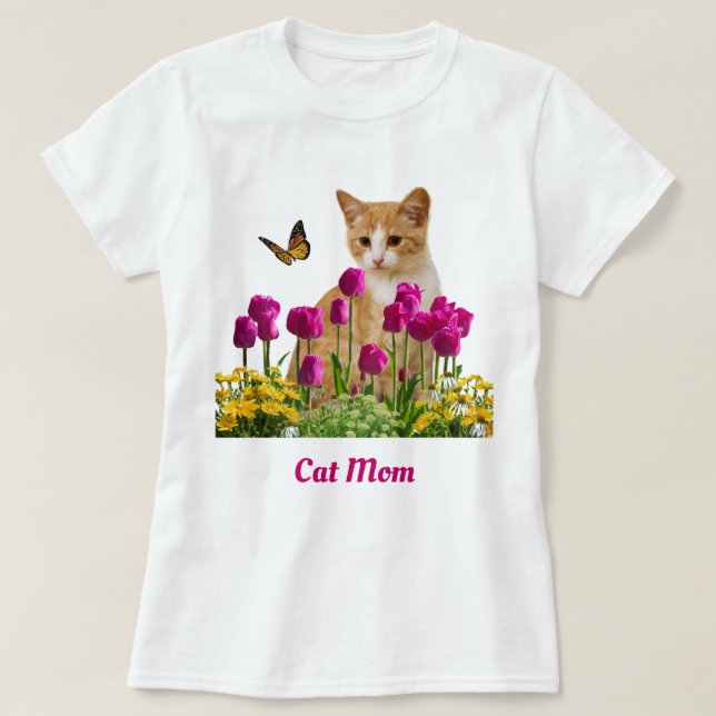Camiseta Gato-Gato-Gato-Gato-Mão/Gato-de-Ouro-Laranja Branc (Frente do Design)