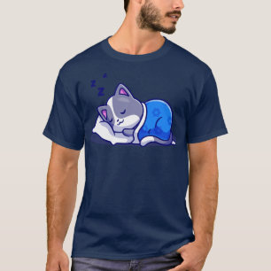 Camiseta Gato Gato Gelado Dormindo Com Travesseiro E Cartoo