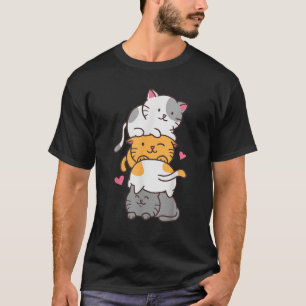 Camiseta Gato Gatos Fofos Kitty Pilha Anime Kawaii Neko 